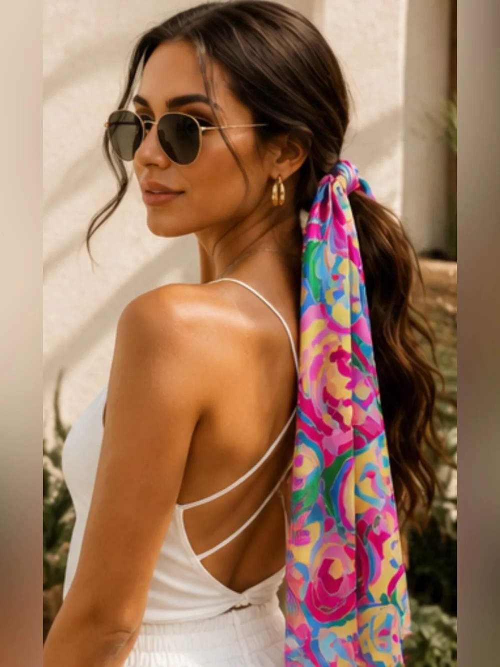 Colorful Satin Skinny Hair Scarf Retro Twilly Neck Bag Wrap 60” NWOT